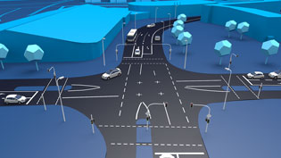 3D animation sensor technology smart city - 3D intersection derived from real location