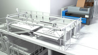 Visualization 3D animation packaging machine - carton cutting machine - Cutting machine as part of the production line