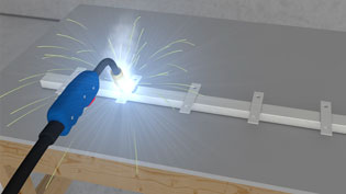 Visualization 3D animation connection technology - Weld the anchor rail
