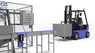 Visualization 3D animation  dry ice production - Loading with a forklift