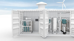 Visualization 3D animation hydrogen production plant - Control box with monitor and diagnostic system