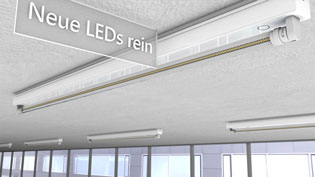3D Animation Visualization LED Lighting Retrofit - New LED Tubes Are Installed