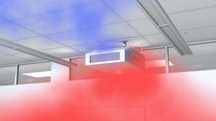 Visualization 3D animation simulation aerosols - Air filter cleans air