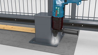 Visualization 3D animation sliding gate system - Hole is drilled in foundation