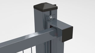 Visualization 3D animation sliding gate system - Guide rail is attached
