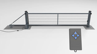 Visualization 3D animation sliding gate system - Hand remote control opens the gate