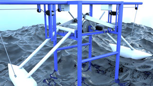 Visualization 3D animation wave power plant - Water tanks are being filled