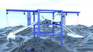 Visualization 3D animation wave power plant - Wave power plant in operation