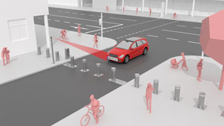 3D animation bollard control: Vehicle license plate scan