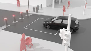 3D animation bollard control: Vehicle detected by inductive ground loops