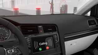 3D animation bollard control: Access restriction cleared for vehicle