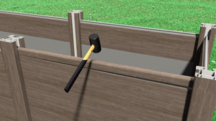 3D assembly illustration - Raised garden bed assembled with a rubber mallet