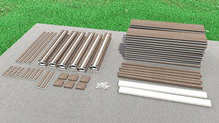 3D assembly illustration - Package contents of a planter