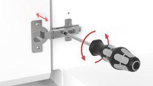 3D assembly illustration - Cabinet door adjustment