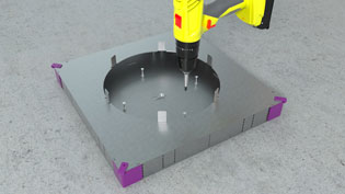 3D assembly illustration - Electrical installation box fastened with screws