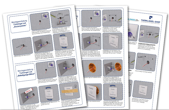 3D assembly instructions of a doorbell and a house number