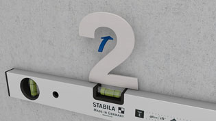 Technical assembly instruction image - Alignment using a spirit level