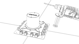 Technical 3D graphic made of line drawings - Drill drills extinguisher