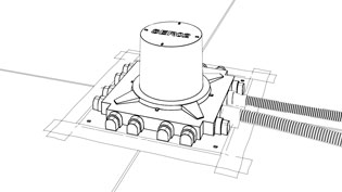 Technical 3D graphic made of line drawings - Installation pipes are connected