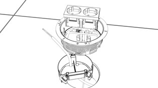 Technical 3D graphic made of line drawings - Connection socket