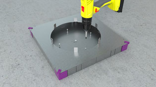 3D assembly image visualization for underfloor duct systems - Floor junction box is fastened