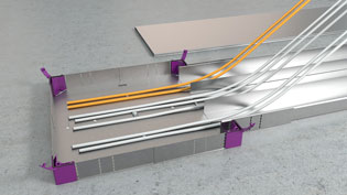 3D assembly image visualization for underfloor duct systems - Electrical and network cables are inserted