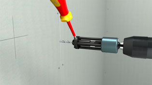 Illustrated operating manual with 3D visualizations of tools - Loosen the locking screw using a screwdriver