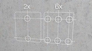 3D assembly instructions for fastening systems used in elevators - Mark drill positions according to the drilling template