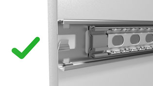 Technical assembly instructions for telescopic slides and drawer runners - Cabinet slide facing the correct direction