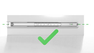 Technical assembly instructions for telescopic slides and drawer runners - Aligning the telescopic slide horizontally