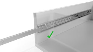 Technical assembly instructions for telescopic slides and drawer runners - Inserting the slide correctly