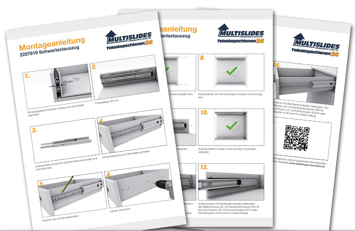 3D mounting instructions of telescopic rails