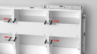 Visualization 3D animation assembly instructions for media furniture - The cabinet bodies are connected.