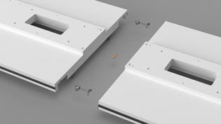 Visualization 3D animation assembly instructions for media furniture - The caster foot is screwed together.