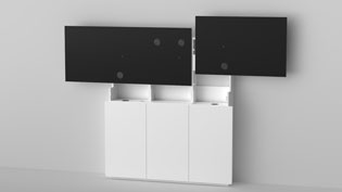 Visualization 3D animation assembly instructions for media furniture - Display mount is installed