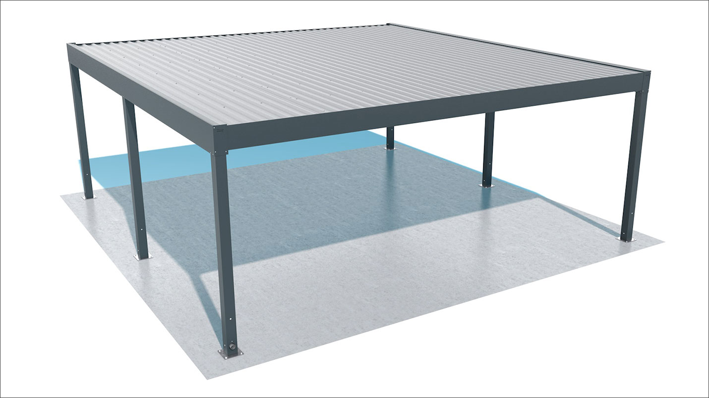 3D rendering of an aluminum carport