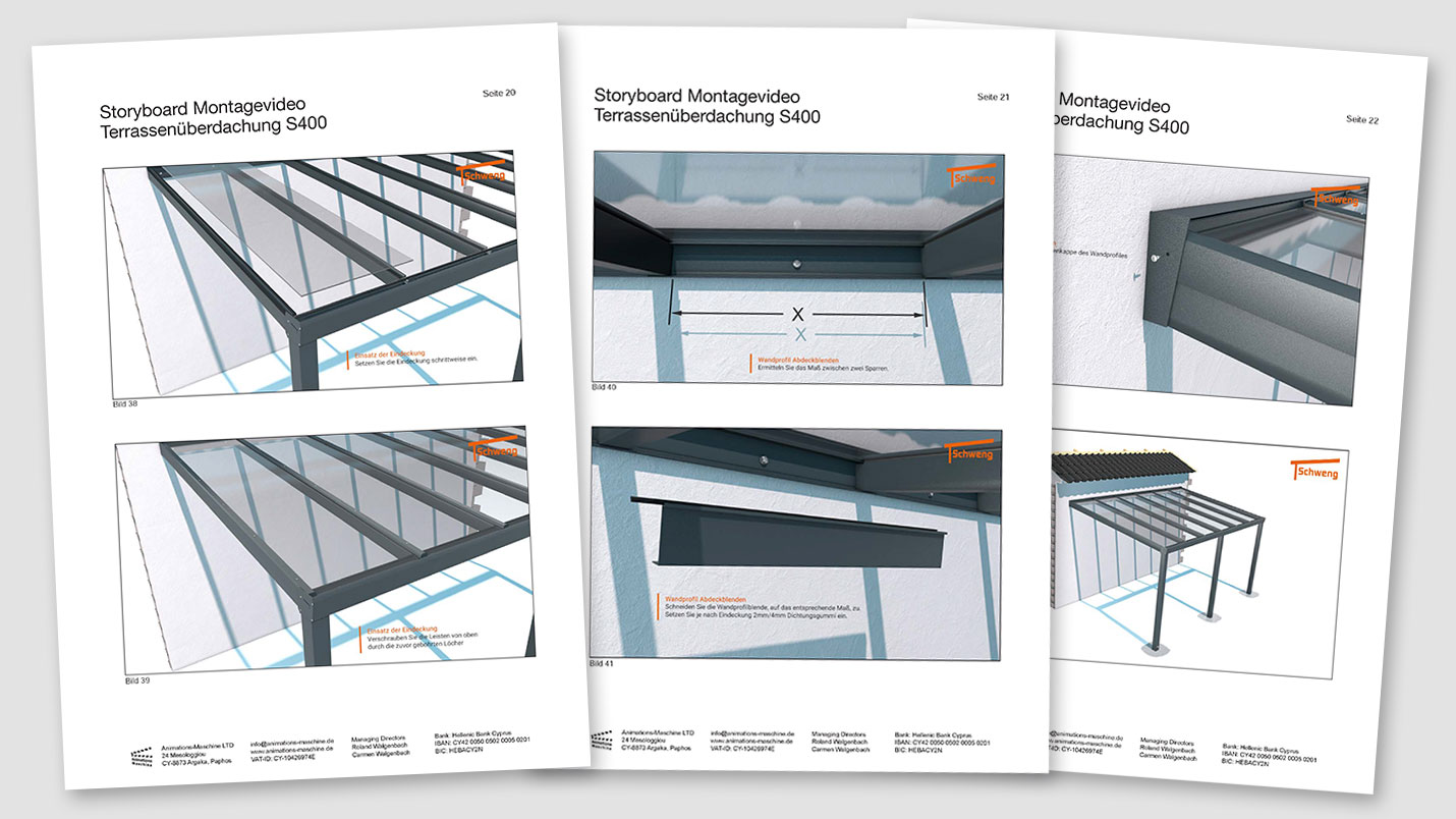 Example storyboard for an aluminum patio cover system