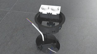 Visualization 3D animation floor socket - Insert and wire sockets