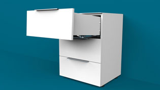 Visualization 3D animation of office furniture - Drawer is used in dresser