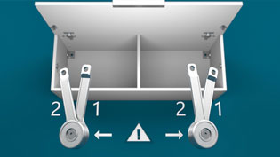 Visualization 3D animation of office furniture - Hinges for different sides