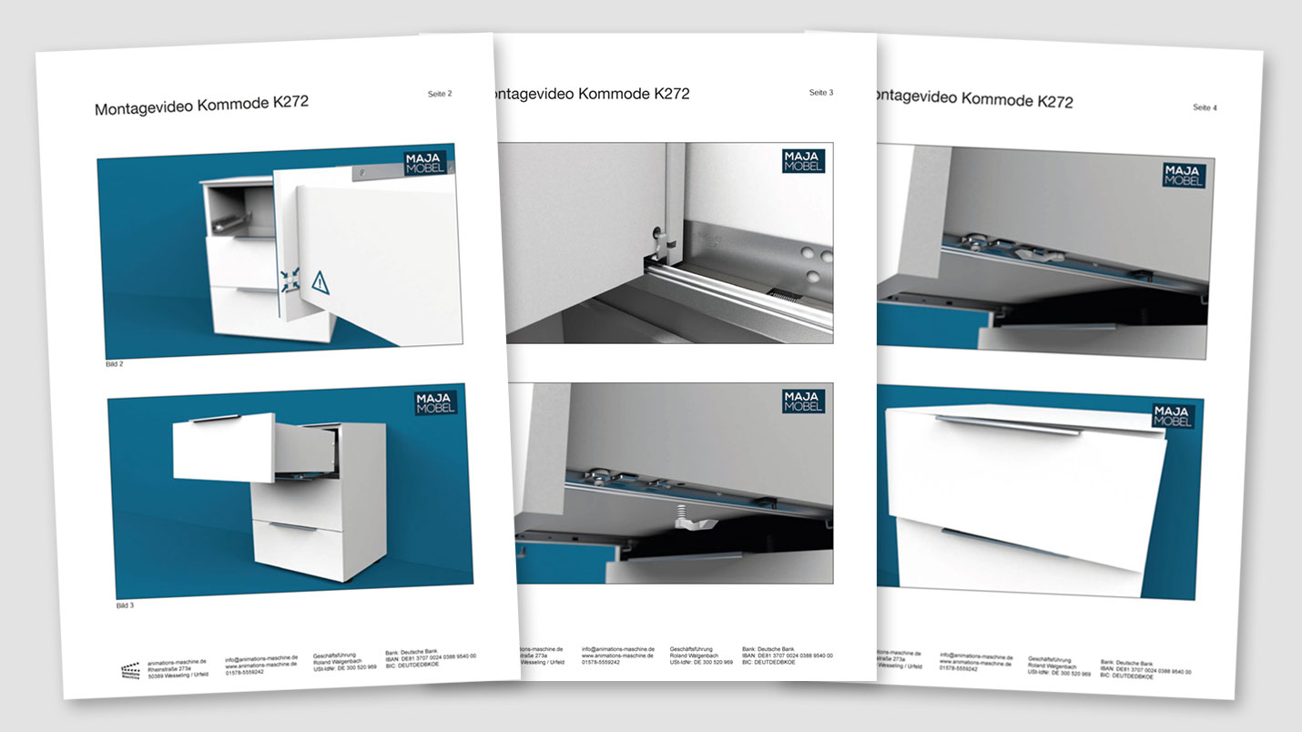 Example storyboard for a drawer of a dresser