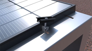 3D Assembly Image Photovoltaics - Solar Panel Mounting Bracket Is Clicked into Place