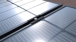 3D Assembly Image Photovoltaics - Two Solar Modules Are Screwed into Place