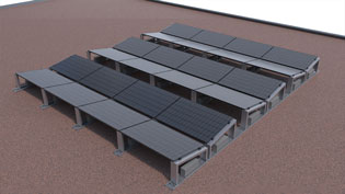 3D Assembly Image Photovoltaics - Multiple Rows of Installed Solar Modules