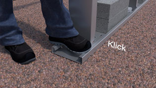 3D Assembly Image Photovoltaics - Metal Mounting Bracket Is Locked into Place with a Foot