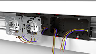 Visualization 3D animation wall ducts - Wiring of socket inserts