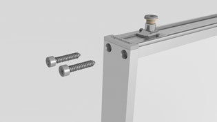 Visualization 3D animation cabinet systems - Screw on the corner connector