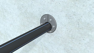 Visualization 3D animation concrete construction - Sealing insert for water pipes