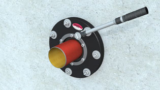 Visualization 3D animation concrete construction - Tighten the screws with a torque wrench