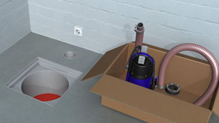 Visualization 3D animation concrete construction - Insert water pump